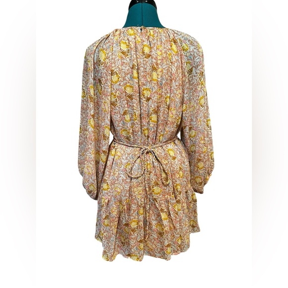 Tallula Kate Metallic Floral Belted Boho Mini Dress Size Small - Picture 9 of 12